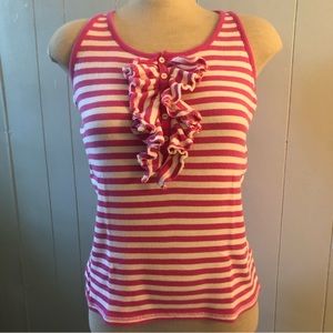 Ralph Lauren Striped Tank Top W/Ruffle Sz Large